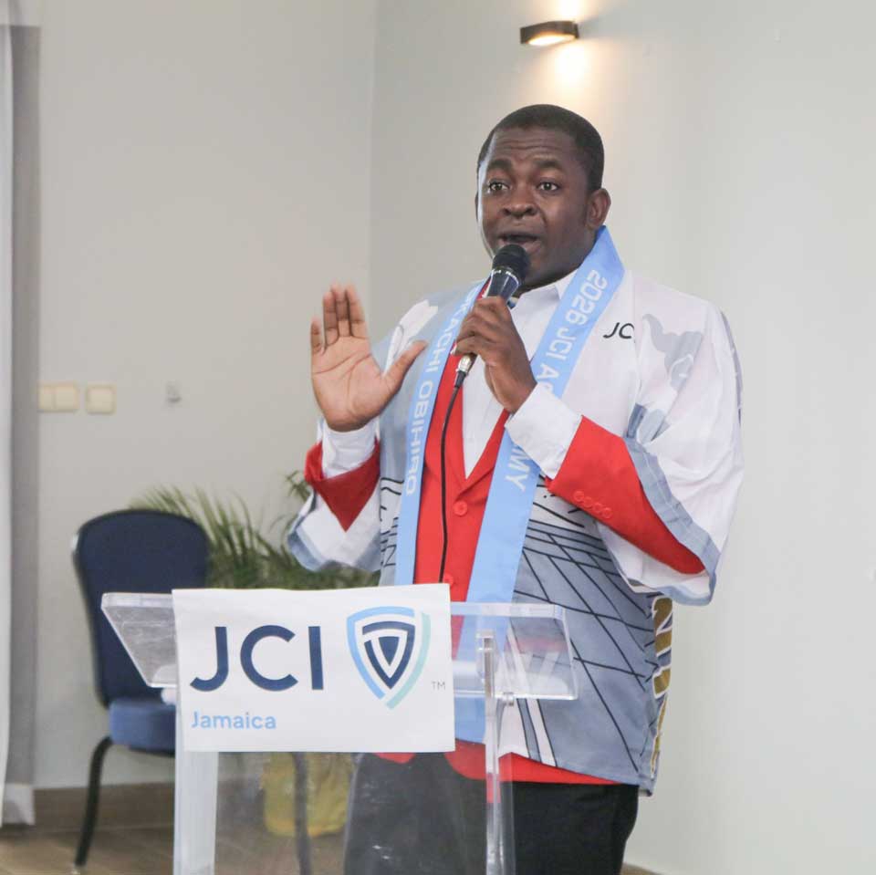 Newly elected JCI Jamaica medical Dr. Farin Williams addresses general assembly on Sunday after being elected.