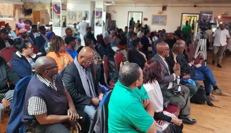 Section of the audience who turned up to share with MP Forde at the Town Hall, Woodbine Ballroom, Brooklyn NY on May 10, 2024