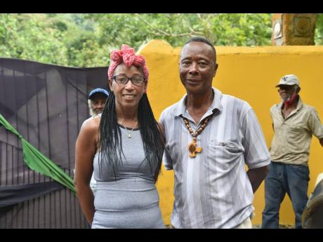 Chief  of  the Scotts Hall Maroons in St. Mary, Colonel Lloyd Lattibeaudiere and his deputy, Jone Williams | Mark Titus Photo