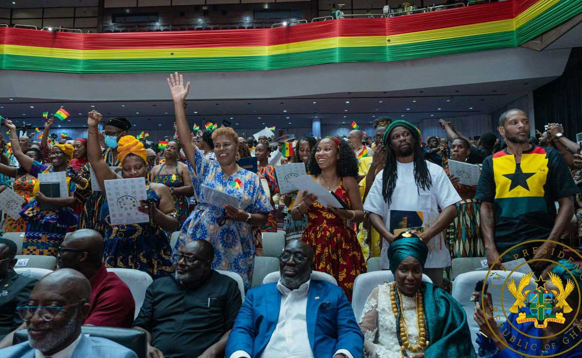 Members of the African Diaspora swearing the oath of allegiance to their new country, Ghana.