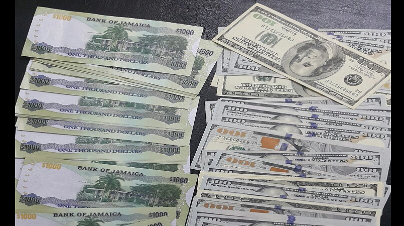 Part of a police haul of US500,000 in lotto scam cash siezed by the police in Wiltshire, Trelawny