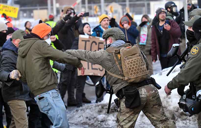 The state-vs.-feds standoff over an ICE killings deepened, though protests have remained peaceful