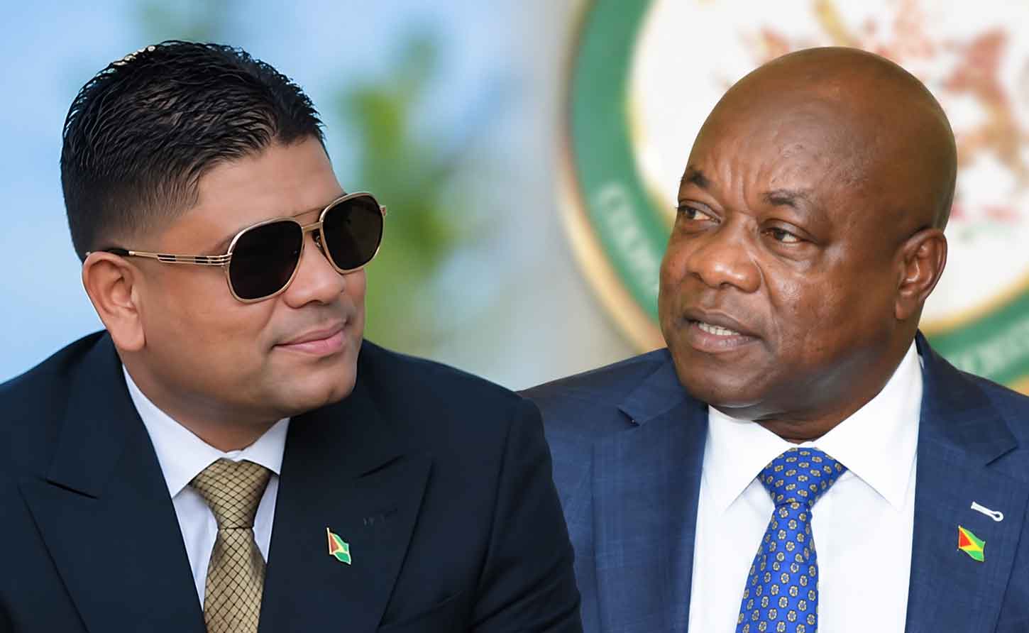 Opposition Leader Azruddin Mohamed and Chairman of A Partnership for National Unity (APNU) and Leader of that partnership’s List of Representatives in the 2025 Elections, Aubrey Norton.