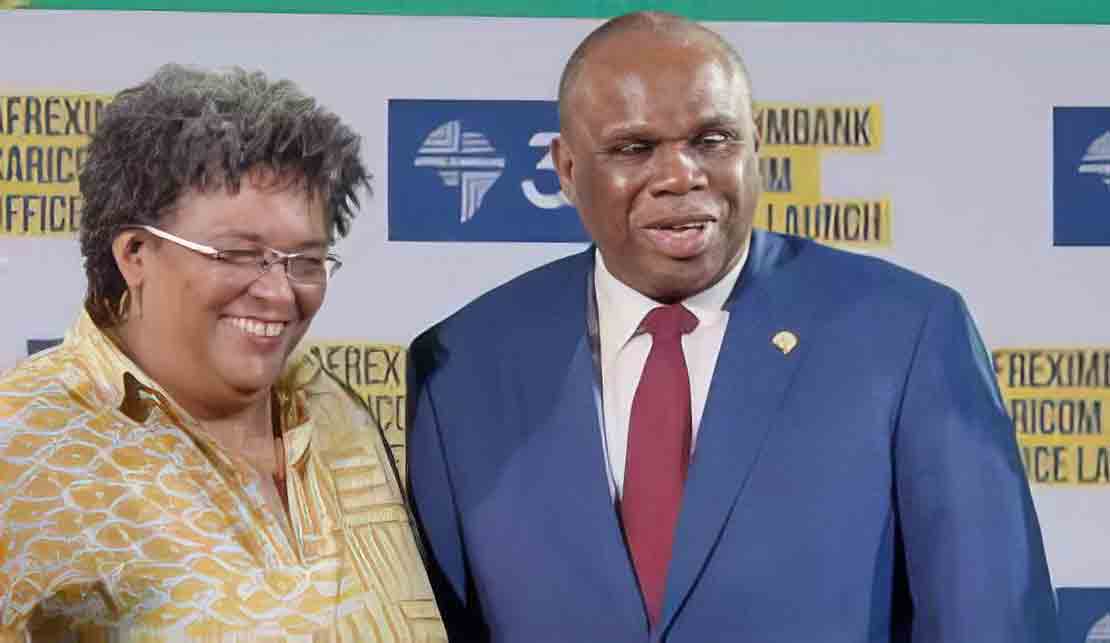 African Export-Import Bank (Afreximbank) bank president, Professor Benedict Oramah,and Barbados Prime Minister Mia Mottley.