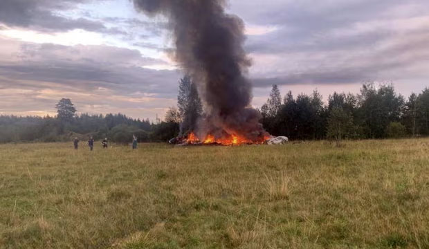 The jet after it plunged to the ground on Wednesday. Photograph: Twitter