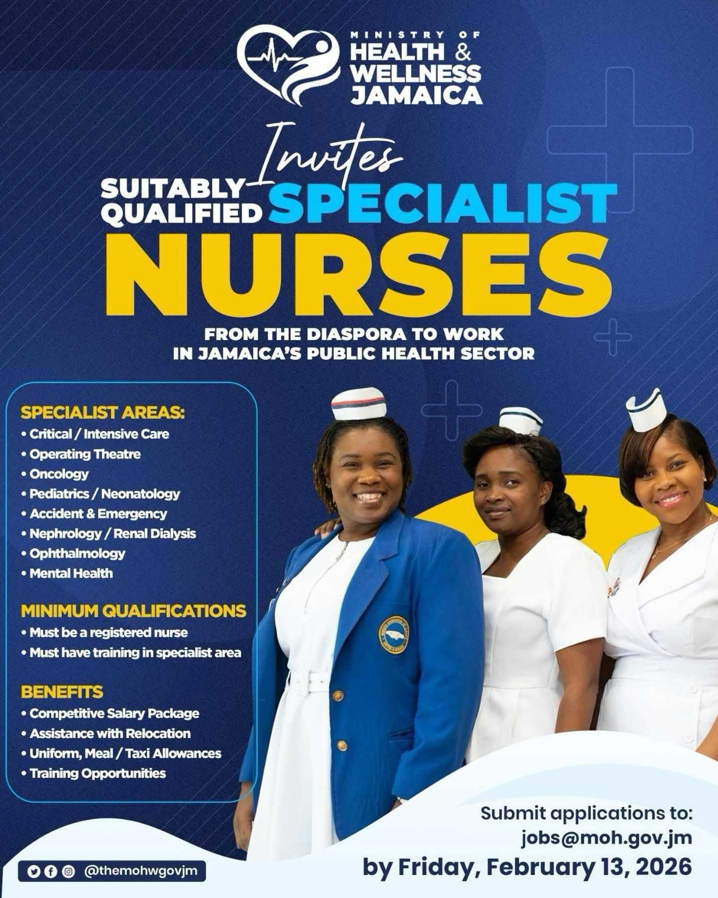 Ministry of Health and Wellness recruitment poster