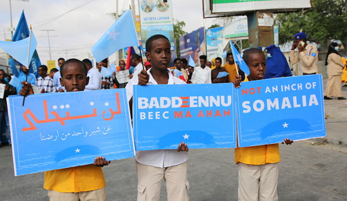 Hundreds protest in Somalia in 2023 against Ethiopia signing an MoU for maritime access with Somaliland [Getty]