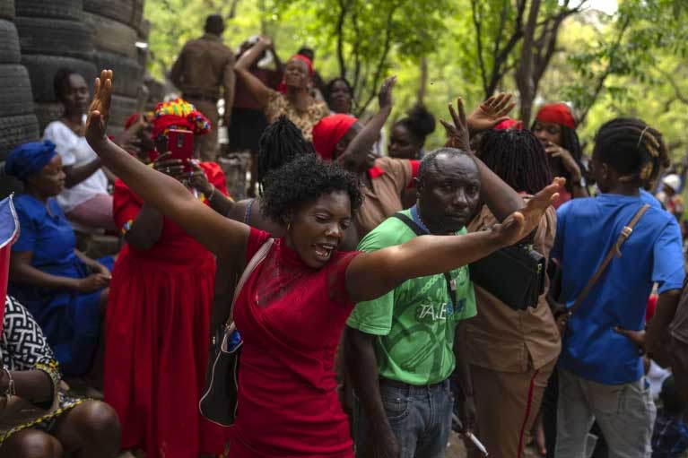 Believers dance during the St. George vodou celebration in Port-au-Prince, Haiti, April 24, 2024. (AP Photo/Ramon Espinosa, File)