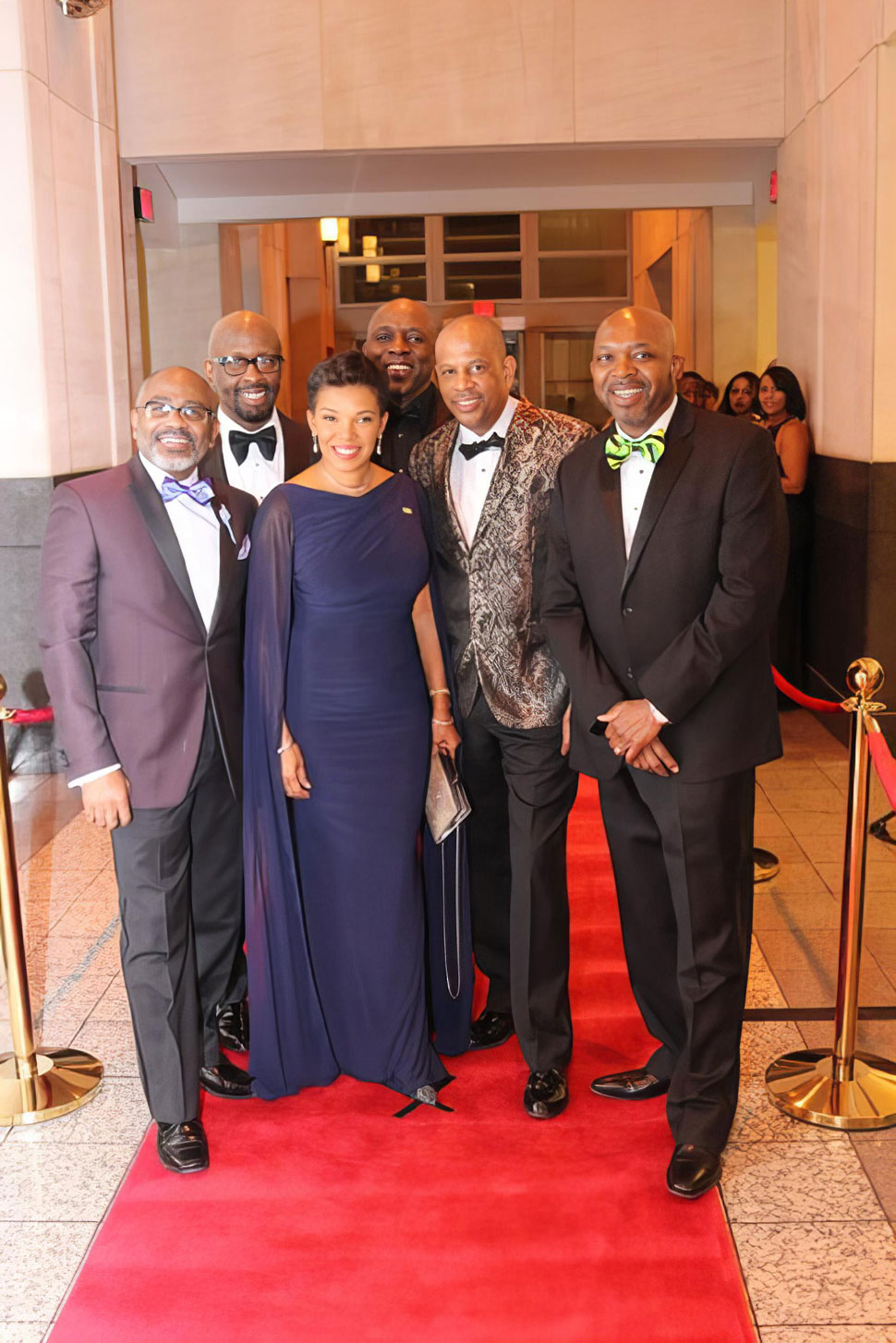 Jamaica’s ambassador to the United States Audrey Marks center is flanked by committee members of Washington, DC-based David “Wagga” Hunt Scholarship Foundation (DWF From left to right are Lloyd Anderson, Michale McPherson , Garth Pottinger , Chairman of the Committee Christopher Hunt and Loxley at the 2019 fundraising gala. O’Conner. (Derrick Scott Photo)